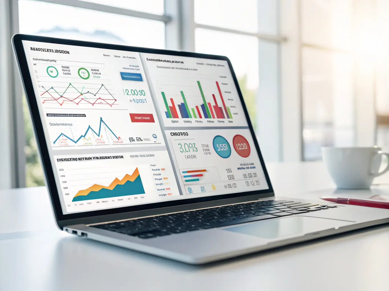 A digital illustration showcasing a user-friendly dashboard with real-time sales data, pipeline visualization, and lead tracking features, emphasizing the comprehensive sales management capabilities of PropertyFlex.