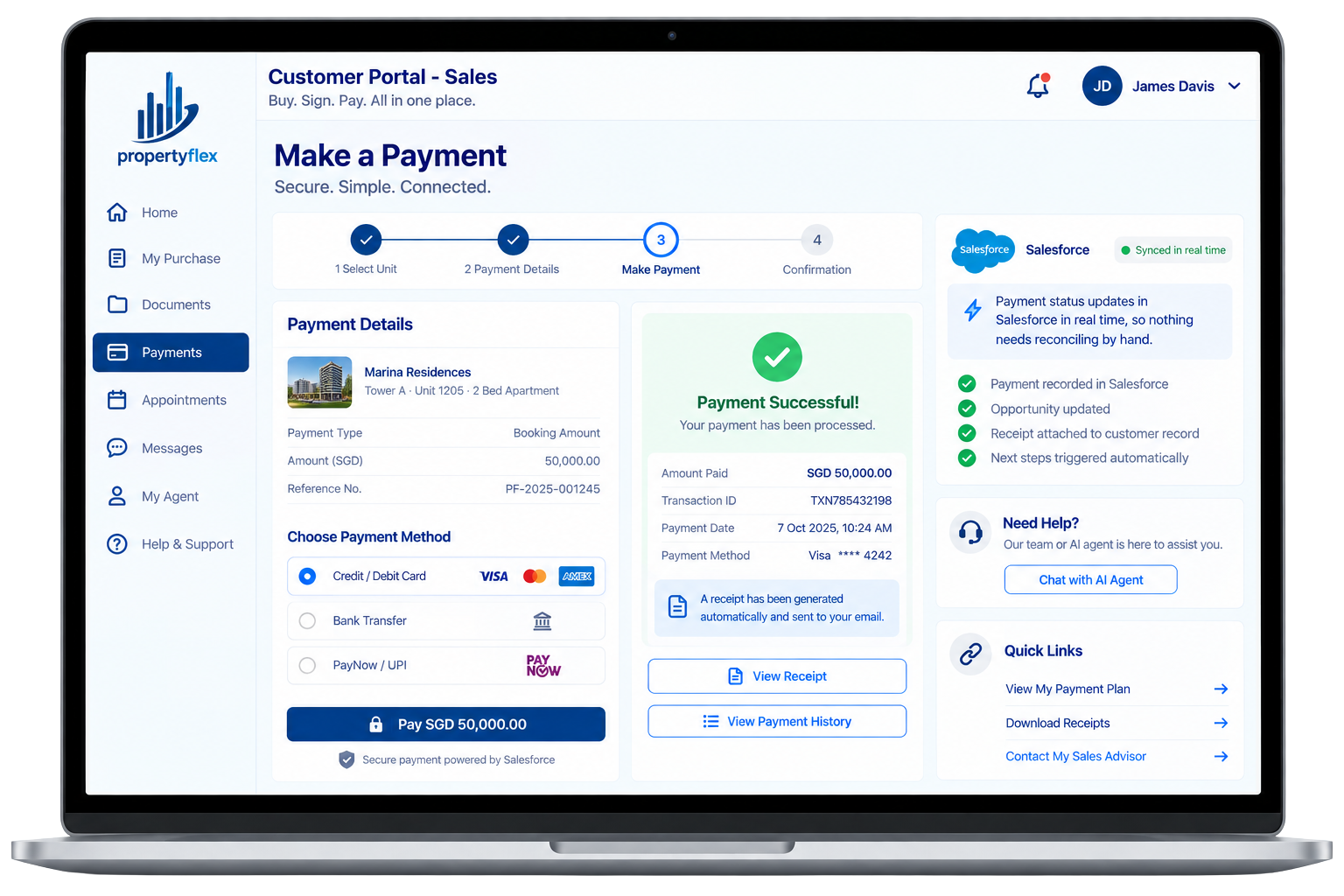 PropertyFlex Payment Gateway view